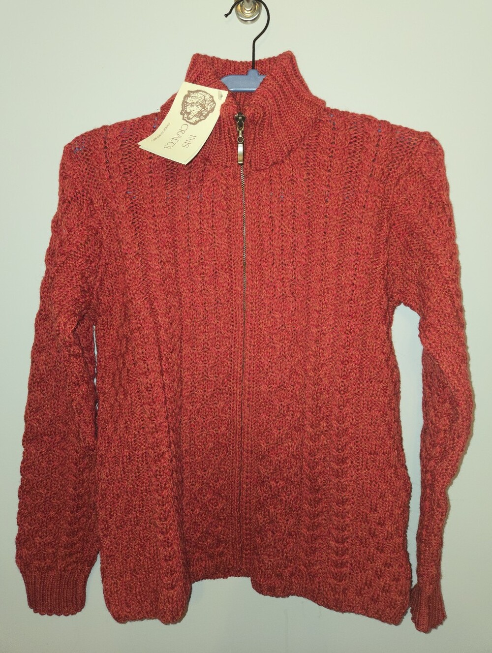 NWT Irish Merino Wool Zip-Up Sweater Jacket